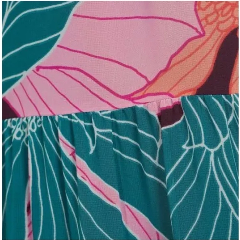 Trina Turk NWT Sunglasses Maxi Dress Tropical Print Teal,Pink,Tangerine Sz M - Picture 11 of 14
